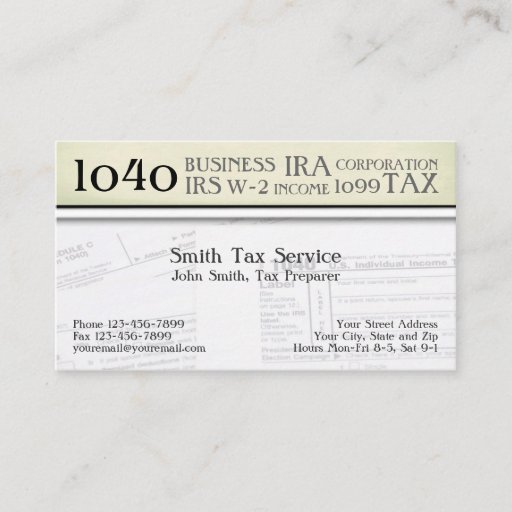 Customizable Tax Preparer Accountant Business Card