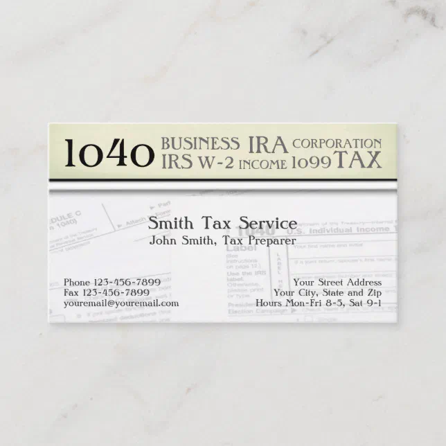 Tax Preparer Accountant Business Card (Front)