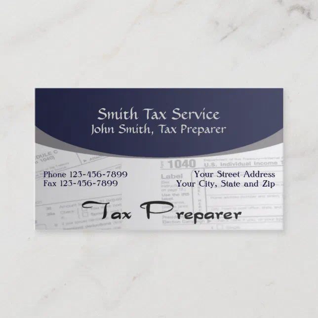 Tax Preparer Accountant Business Card (Front)