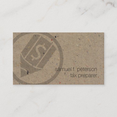 Tax Preparer Bold Icon Natural Paper Texture Business Card