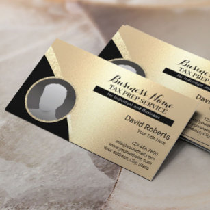 Tax Preparer Bookkeeping Service Gold Photo Business Card