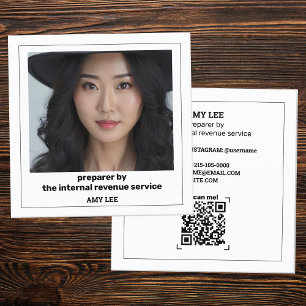 Tax Preparer Custom QR & Photo Square Business Card