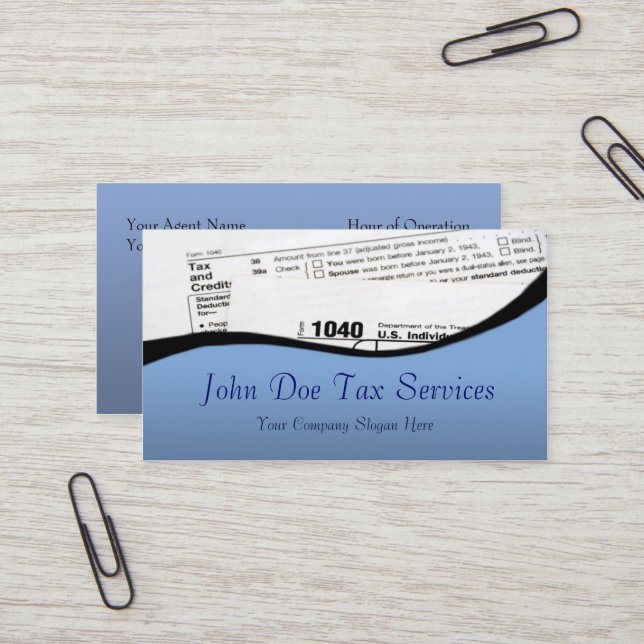 Tax Preparer Federal Tax Form Business Card (Front/Back In Situ)
