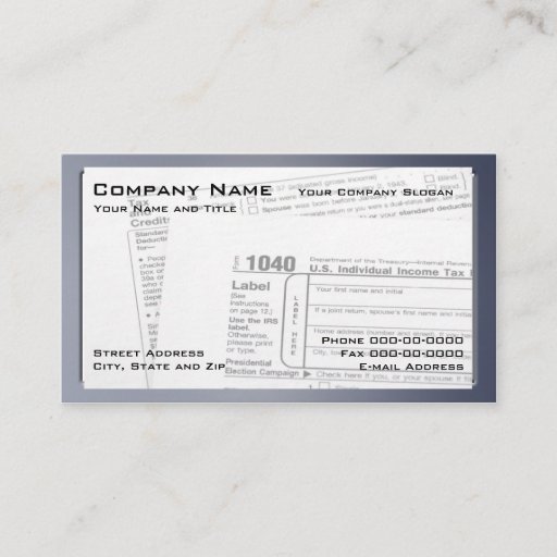 Customizable Tax Preparer Federal Tax Form Business Card