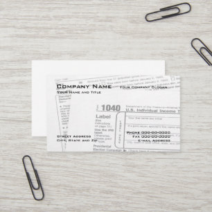 Tax Preparer Federal Tax Form Business Card
