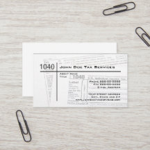 Tax Preparer Federal Tax Form Business Card