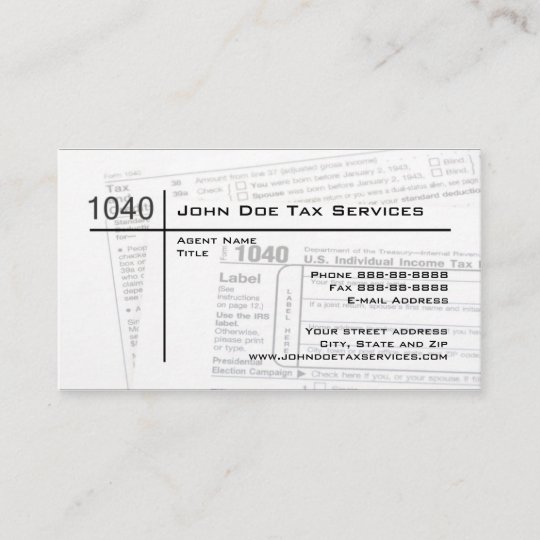 Tax Preparer Federal Tax Form Business Card