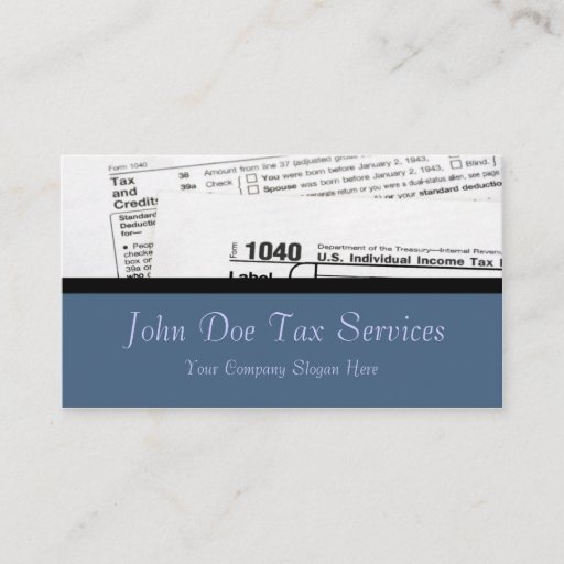 Customizable Tax Preparer Federal Tax Form Business Card