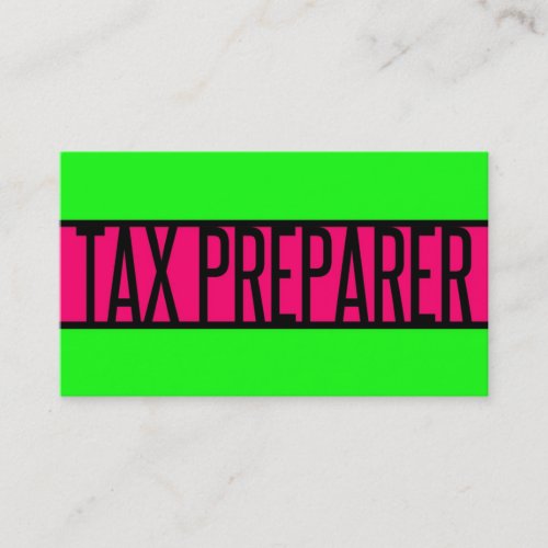 Tax Preparer Neon Green and Hot Pink Business Card