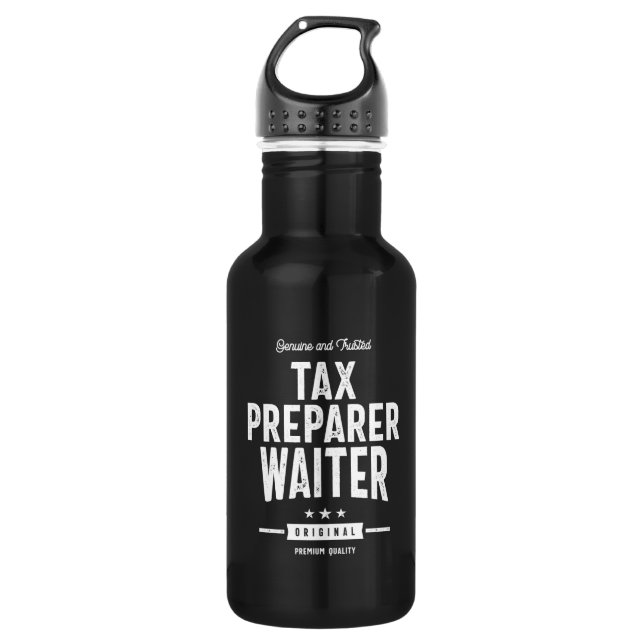 Tax Preparer Waiter Job Title Gift Stainless Steel Water Bottle (Front)