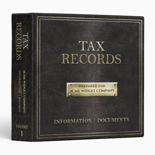 Tax Records 3 Ring Binder (Front/Spine)