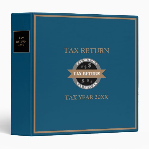 Tax Return Blue  Black  Gold  3 Ring Binder