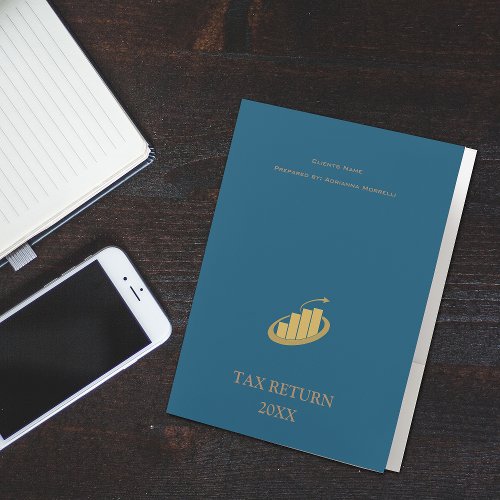Tax Return Blue  Gold Pocket Folder