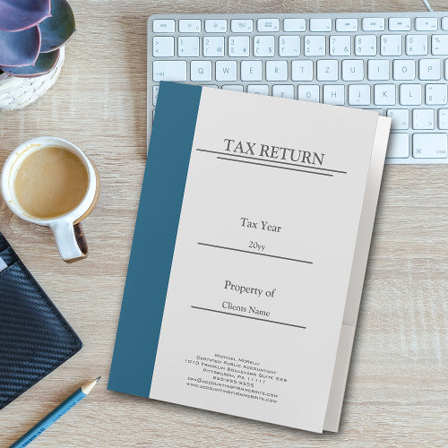 Tax Return, Blue Pocket Folder