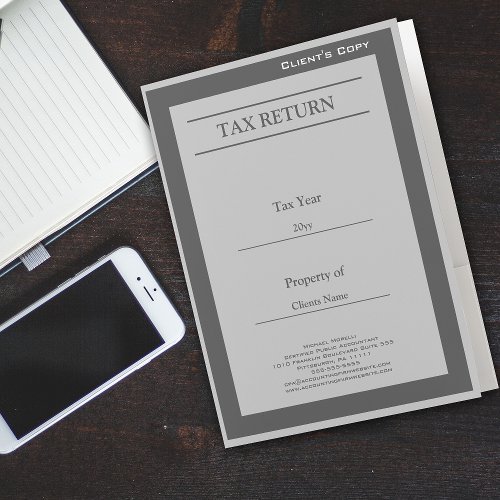 Tax Return Grey Pocket Folder