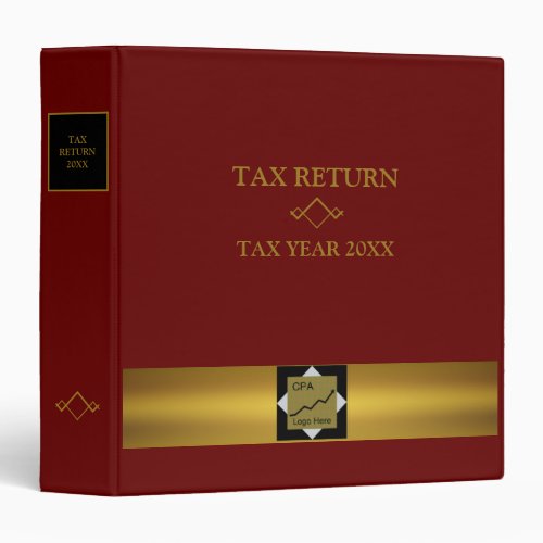 Tax Return Red  Gold  Customizable Logo 3 Ring Binder