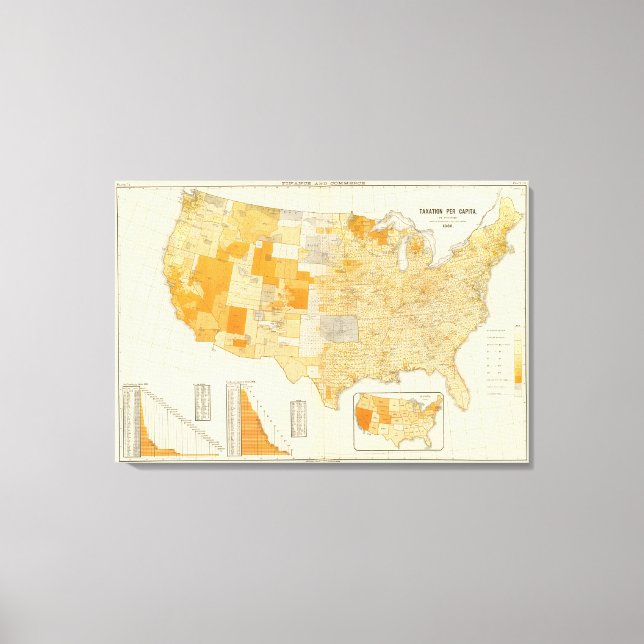 Taxation per capita, counties canvas print (Front)