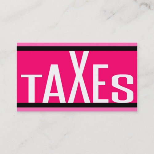 Taxes Pink Striped Business Card