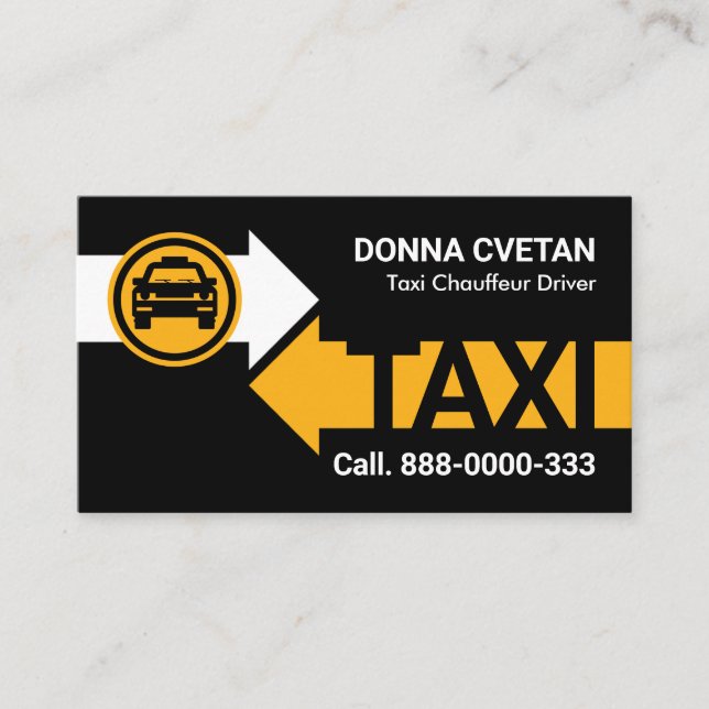 Taxi Arrow Routes Cab Driver Business Card (Front)