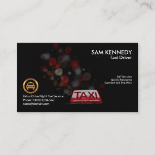 Taxi Beacon Sparkling Lights Bokeh Taxi Service Business Card