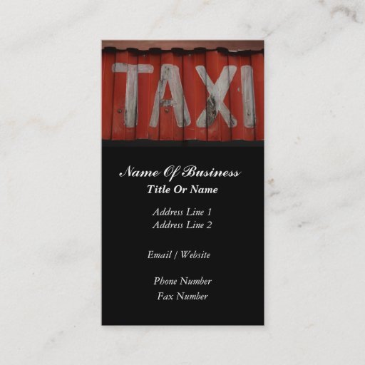 Customizable Taxi Business Card
