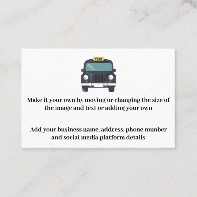 Taxi Business Cards - Customize for your business (Front)