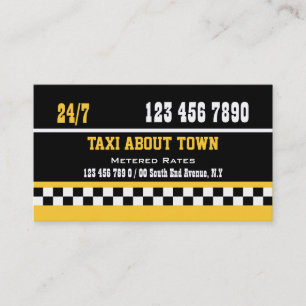Taxi cab black white yellow business card