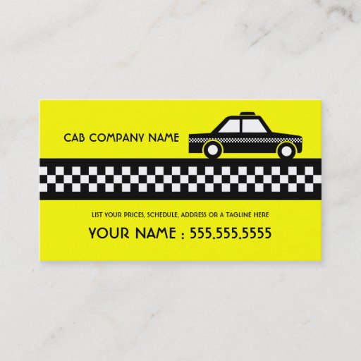 Customizable taxi cab business card