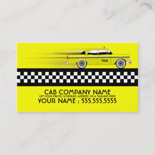 taxi cab business card