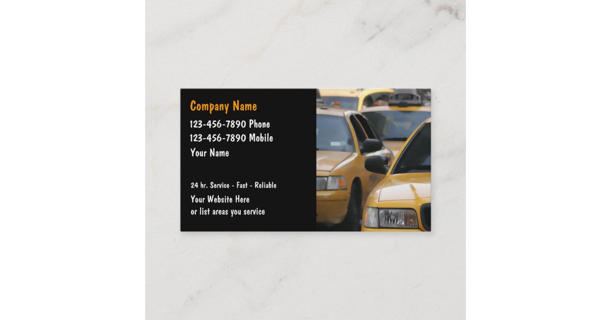 Taxi Cab Business Cards Zazzle