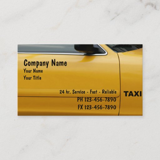 Customizable Taxi Cab Business Cards
