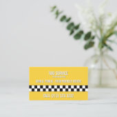 Taxi Cab Driver Black and White Pattern Business Card (Standing Front)