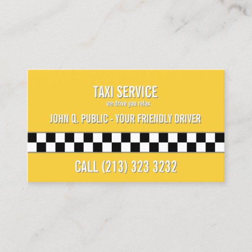 Customizable Taxi Cab Driver Business Card