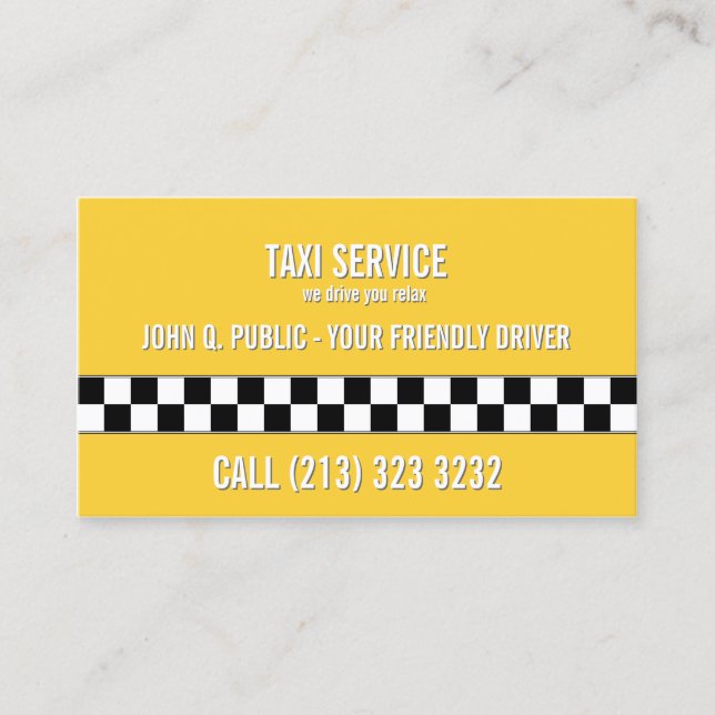 Taxi Cab Driver Black and White Pattern Business Card (Front)