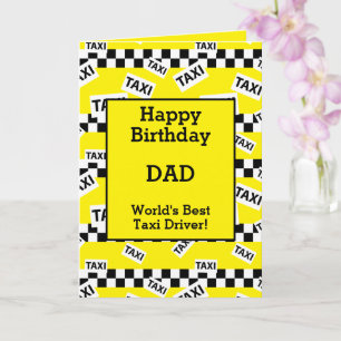 Taxi Cab Driver Checkered Birthday Card