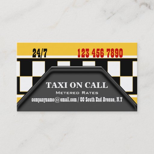 Customizable Taxi cab driver services business card template