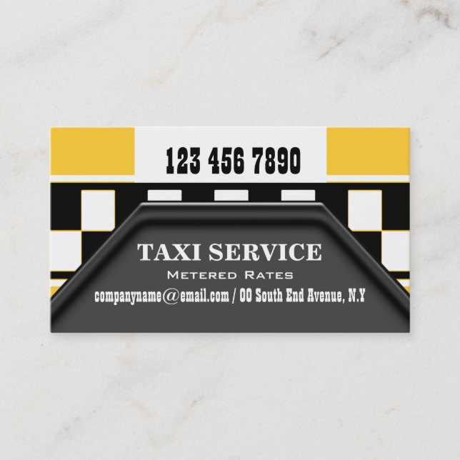 Taxi cab driver services yellow black business card (Front)