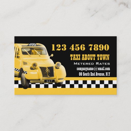 Customizable Taxi cab funny vintage yellow black business card templates