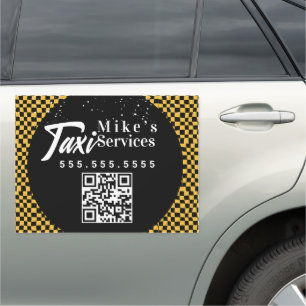 Taxi Cab Service Vehicle Transport Logo QR Code  B Car Magnet