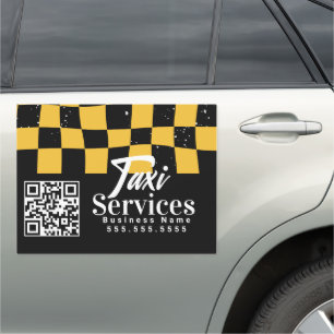 Taxi Cab Service Vehicle Transport Logo QR Code  Car Magnet