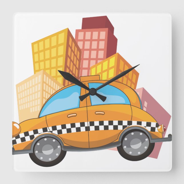 Taxi Cab Square Wall Clock (Front)