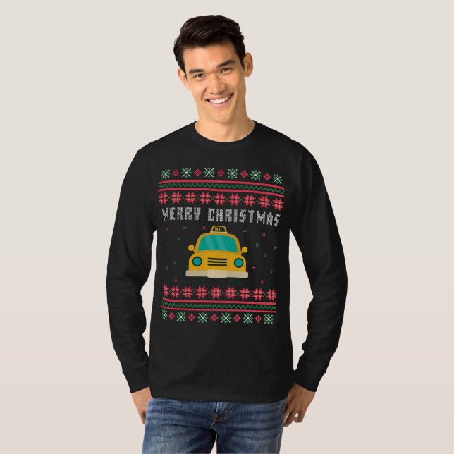Taxi Cab Ugly Christmas Sweater (Front Full)