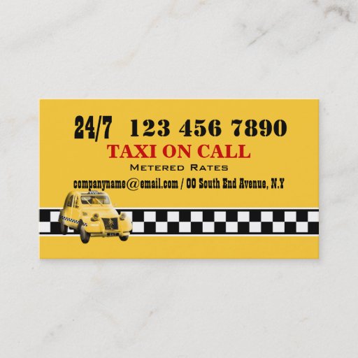 Customizable Taxi cab yellow black white #5 business card template