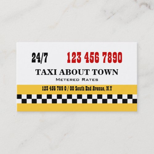 Taxi cab yellow red black business card template