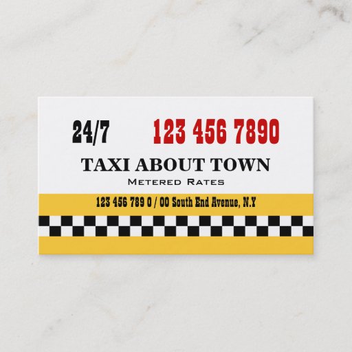 Customizable Taxi cab yellow red black business card template