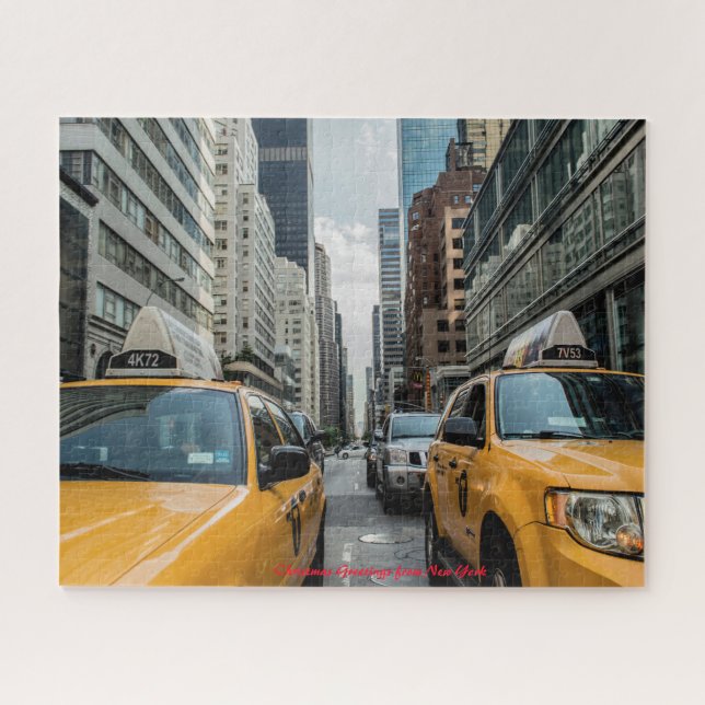 Taxi Cabs of New York.Christmas Greetings Jigsaw Puzzle (Horizontal)