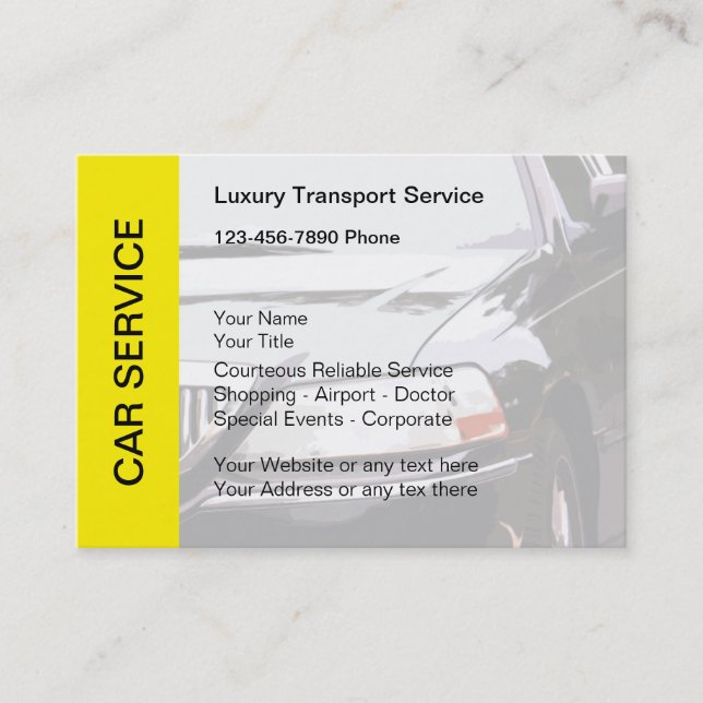 Taxi Car Service Business Cards (Front)