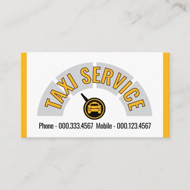Taxi Car Speedometer Cab Driving Business Card (Front)