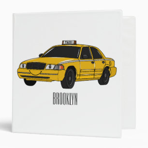 Taxi cartoon illustration 3 ring binder