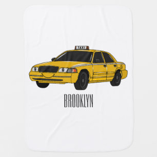 Taxi cartoon illustration baby blanket